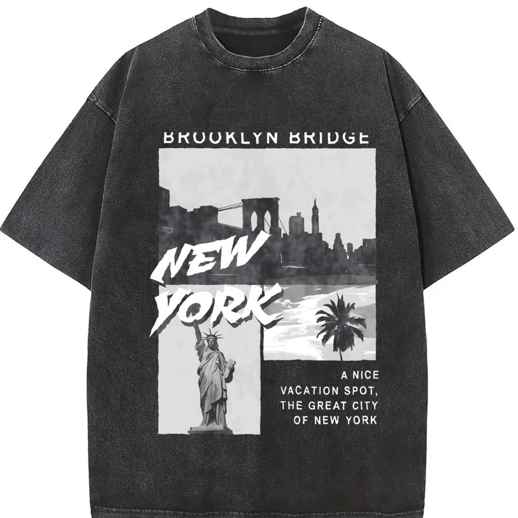 Statue Of Liberty & Palm Tree - Batik Vintage Washed T-Shirt product image 2