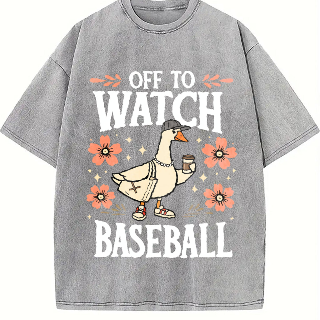 Off To Watch Baseball Goose Funny Silly Vintage Washed product image 4