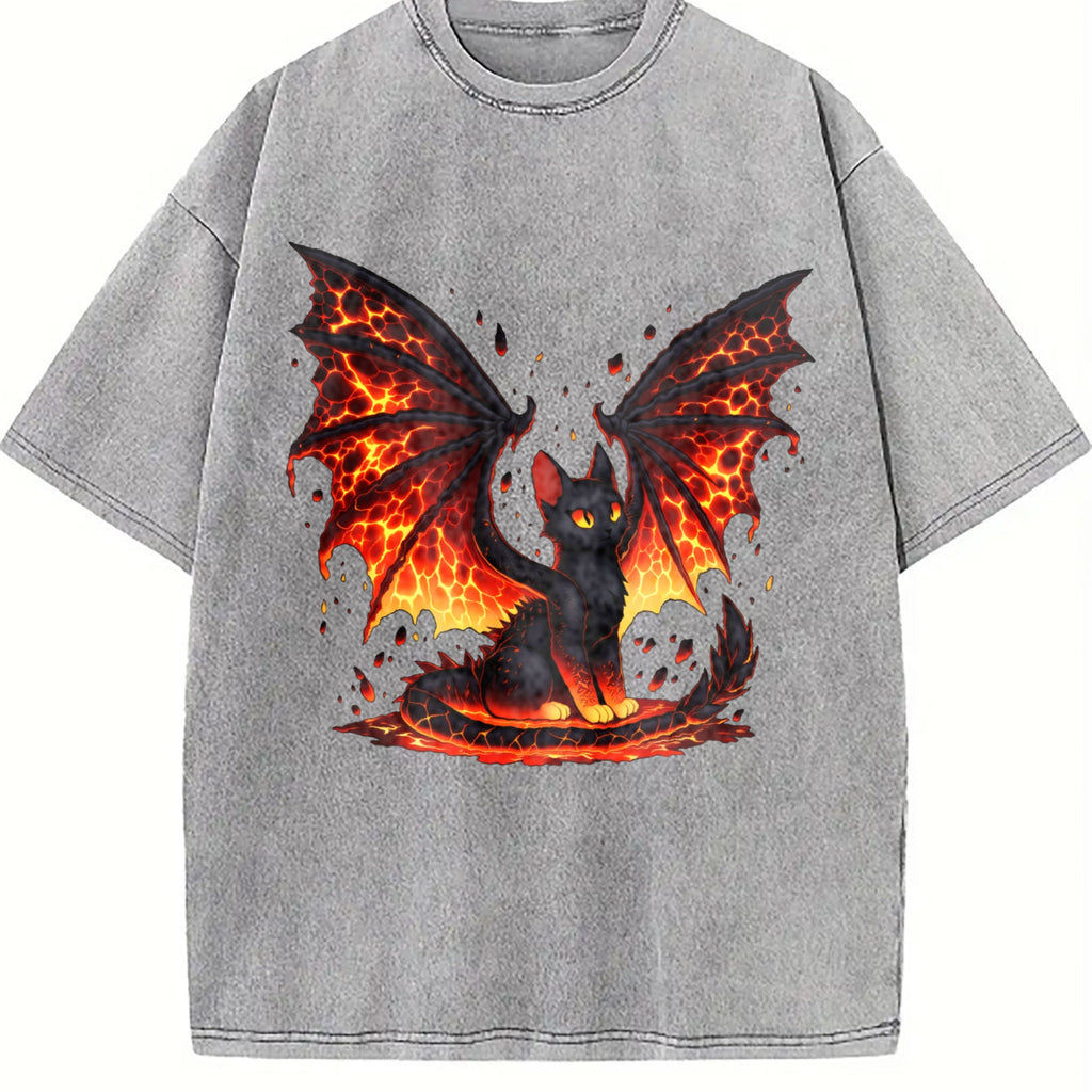 Black Cat & Wing Vintage Washed T-Shirt product image 5