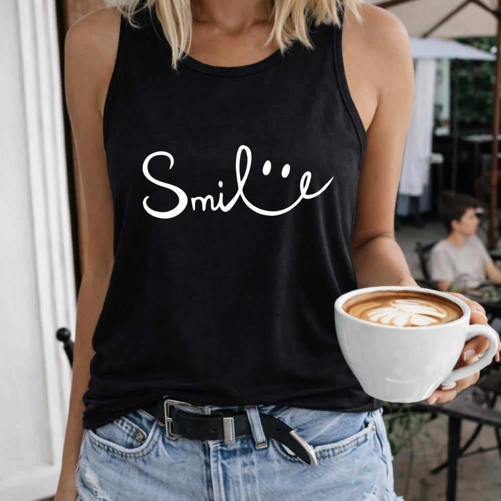 I-shaped - Smile Letter & Joyful Face Women's Tank Top