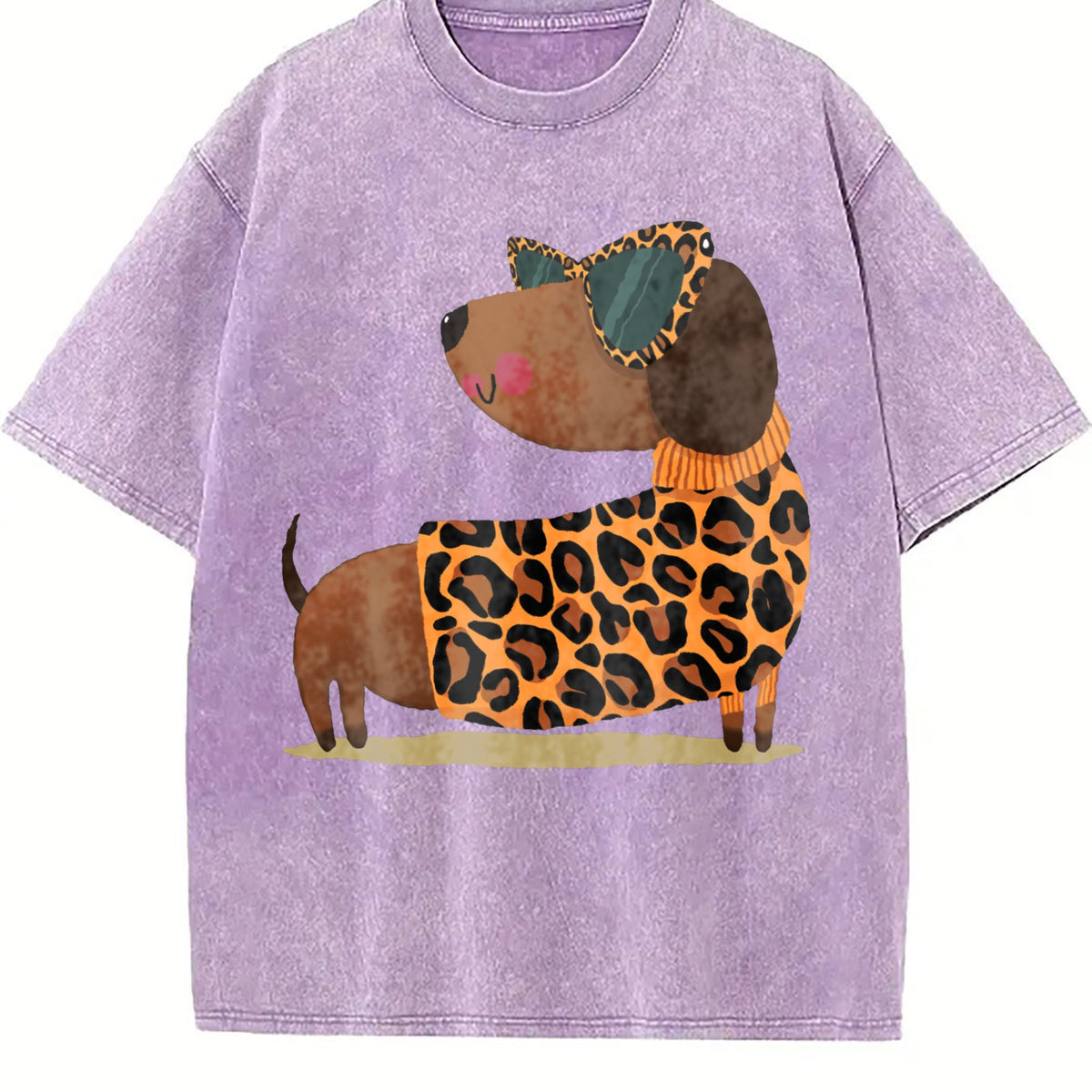 Ladies' Summer Leopard Dog Vintage Washed T-Shirt product image 6