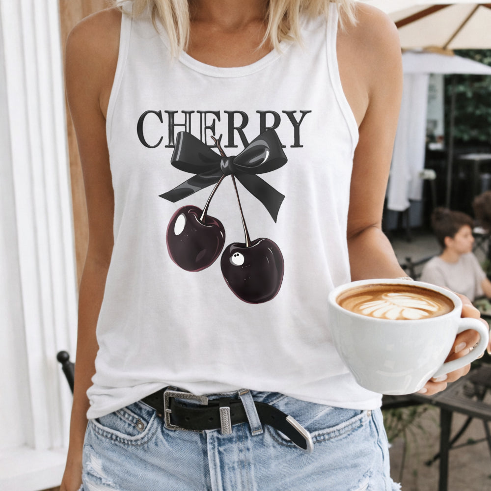 Cherries with Black Bow Women's Tank Top