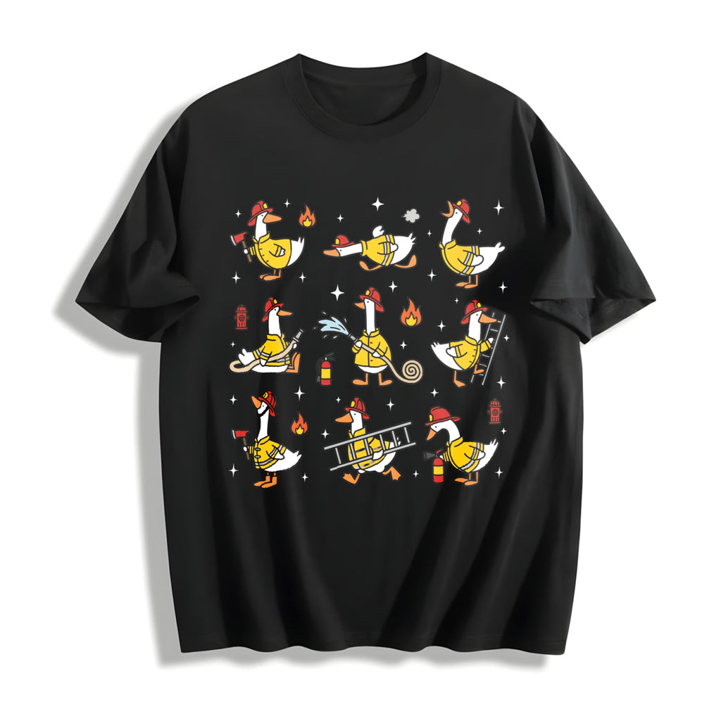 Funny Firefighter Goose Cotton T-Shirt product image 1