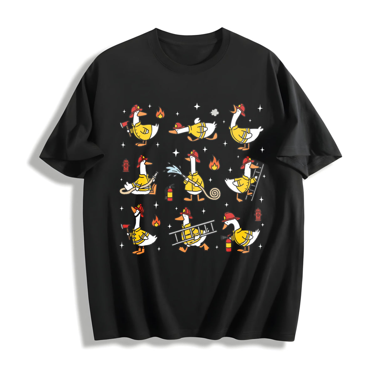 Funny Firefighter Goose Cotton T-Shirt product image 1