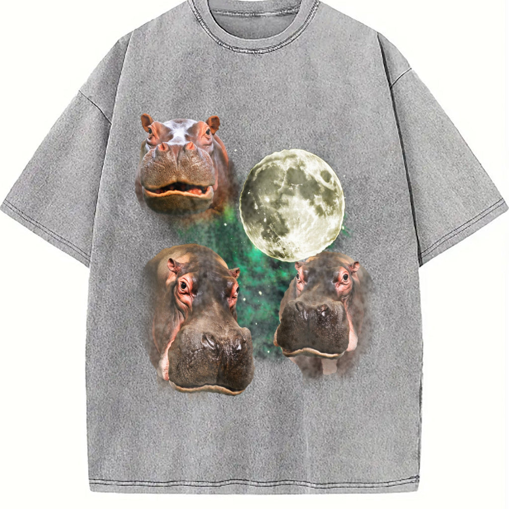 Three Hippo Funny Vintage Washed T-Shirt product image 5