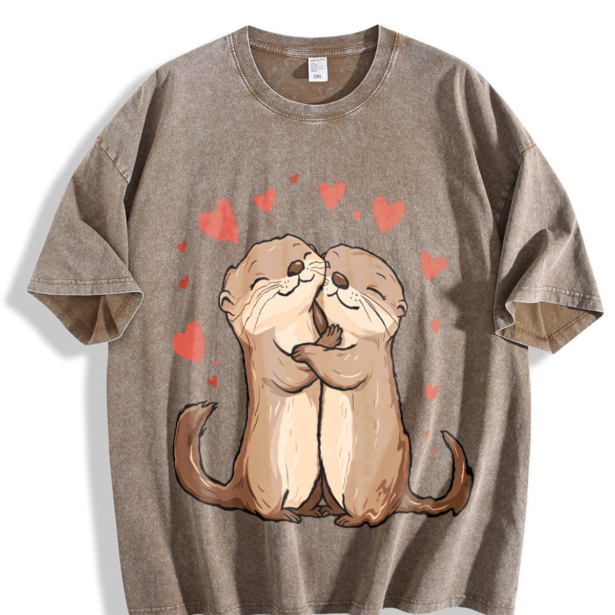 Otter Love - Cute Hugging Otters Vintage Washed T-Shirt product image 3