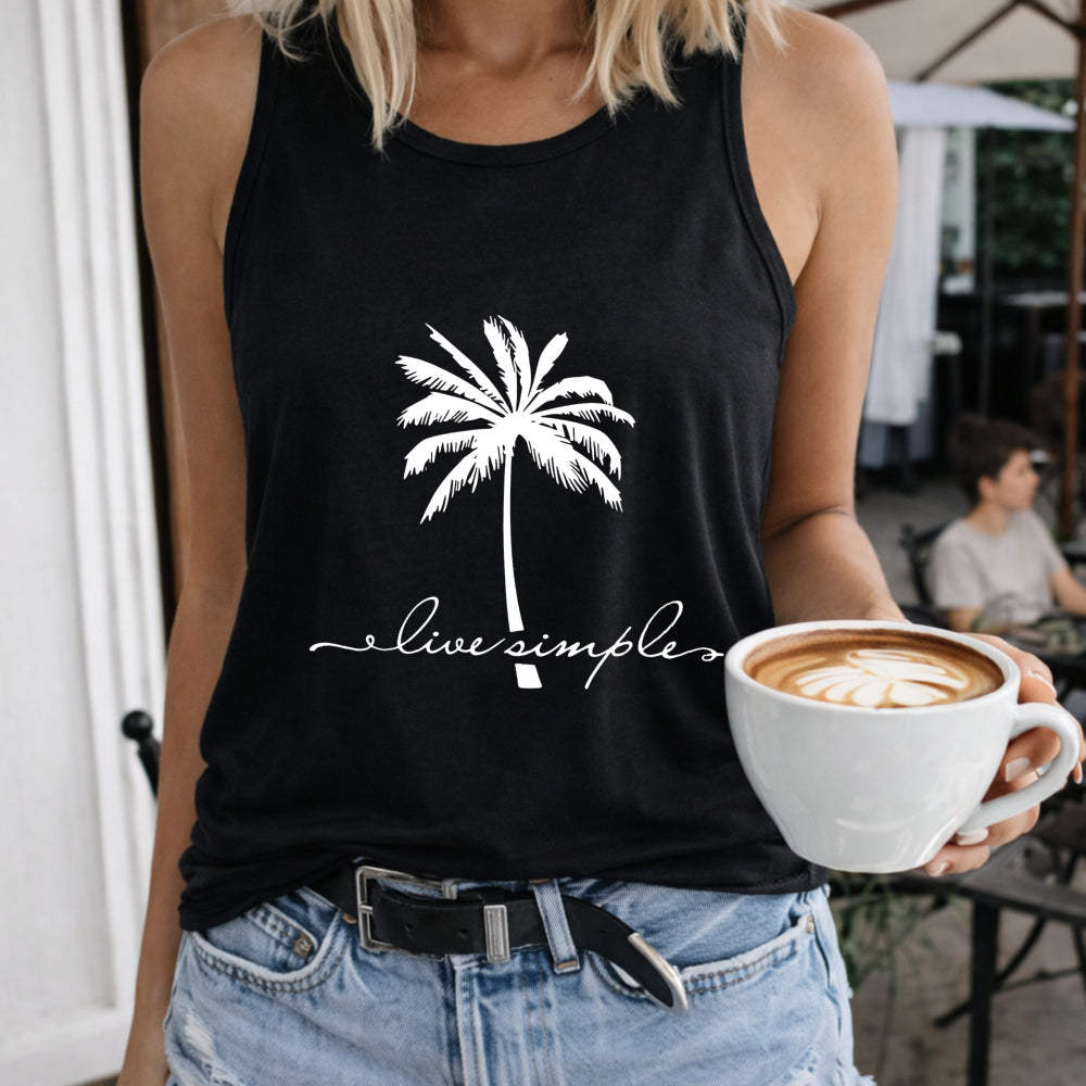 Live Easy Letters & Palm Tree Women's Tank Top