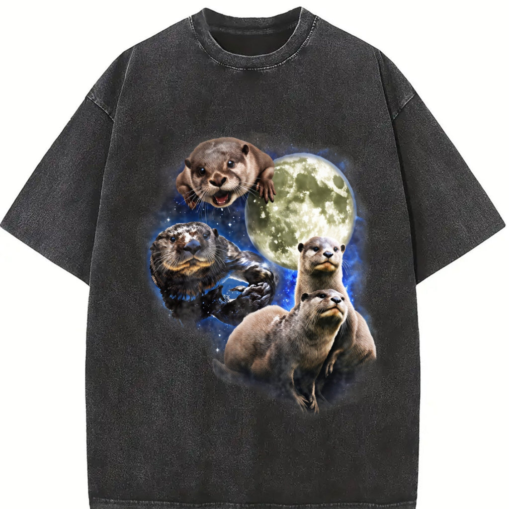 Otters In Galaxy Vintage Washed T-Shirt product image 2