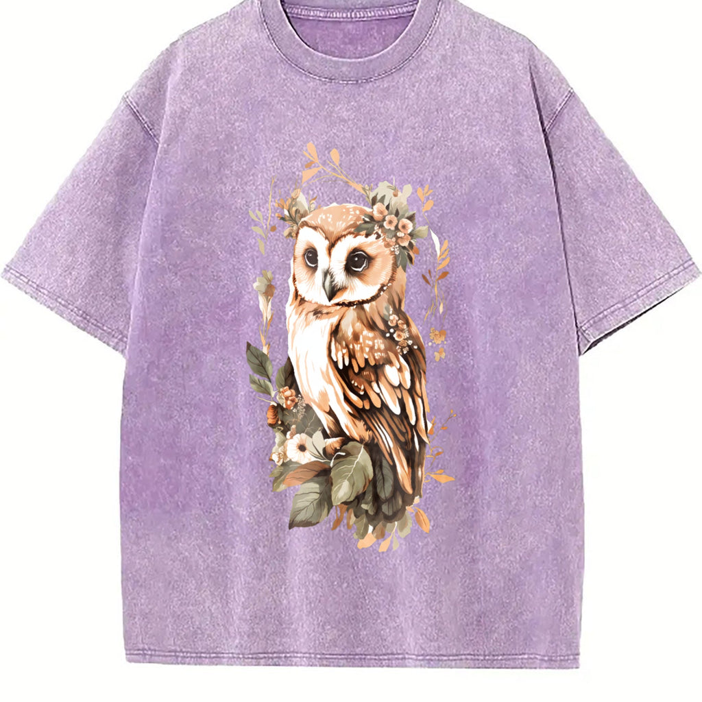 Green Leaf Owl Vintage Washed T-Shirt product image 6