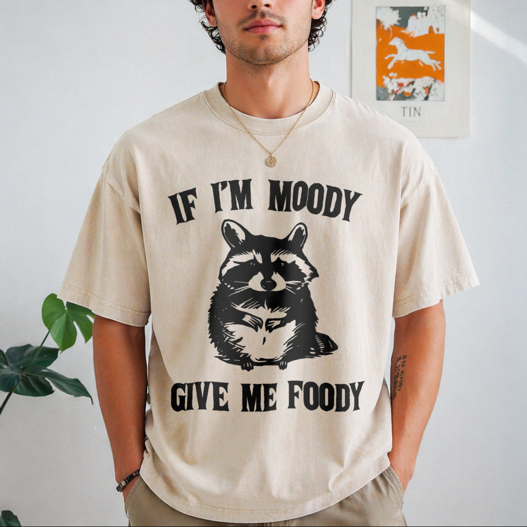 If I'm Moody Give Me Foody Funny Vintage Washed T-Shirt product image 1