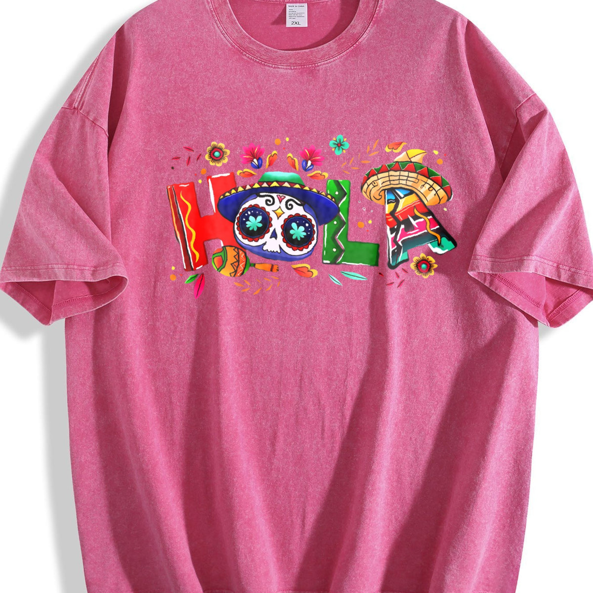 Holiday Letter Wide Brim Hat Cinco De Mayo Carnival Vintage Washed T-Shirt