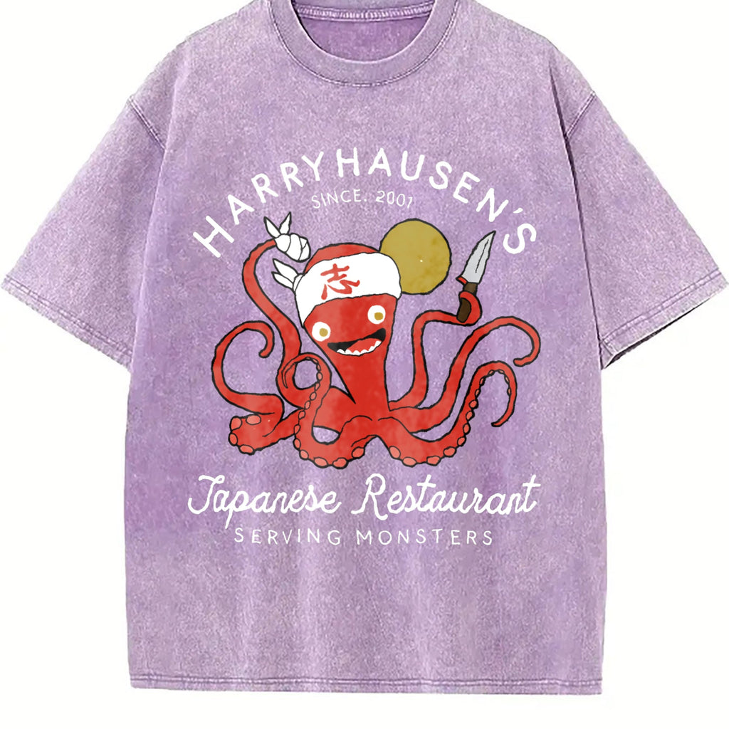 Summer With Octopus Vintage Washed T-Shirt product image 6