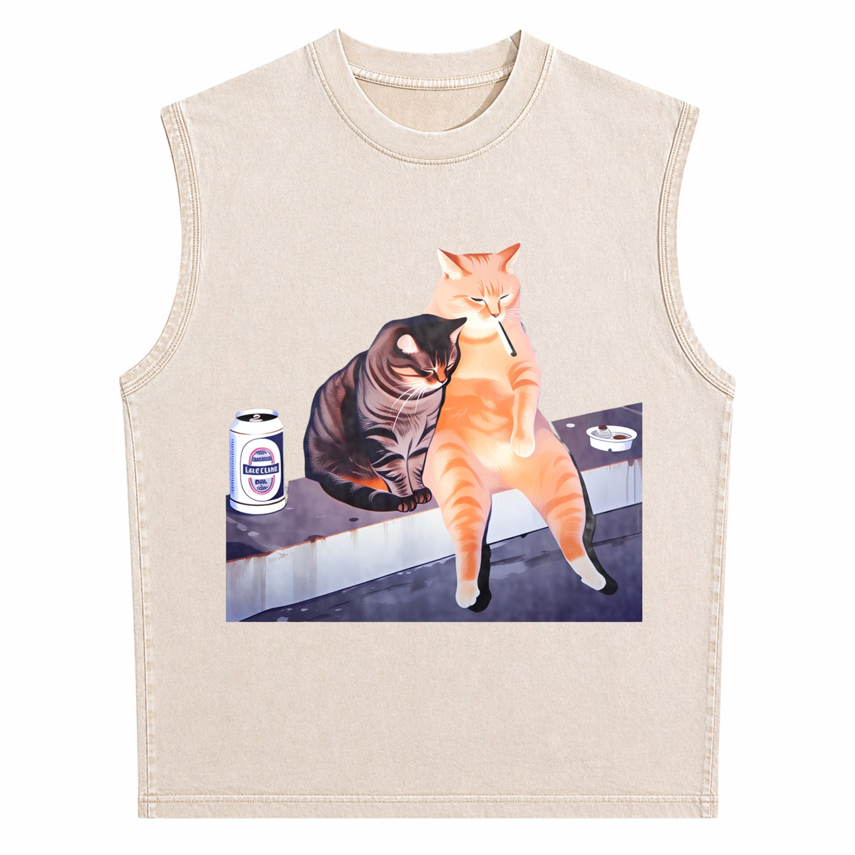 Smoking Cat Meme For Cat Lovers Black Humorous Perfect Men's Washed Tank Top