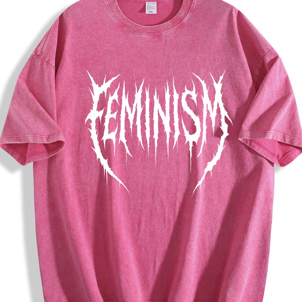 Feminism Gym Pump Cover Vintage Washed T-Shirt product image 7