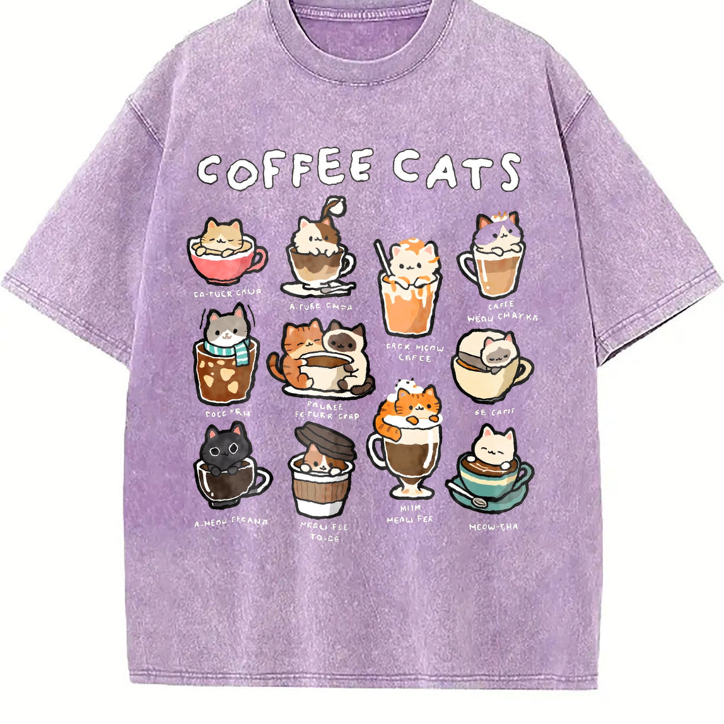 Coffee Cats Cat Drink Vintage Washed T-Shirt product image 6