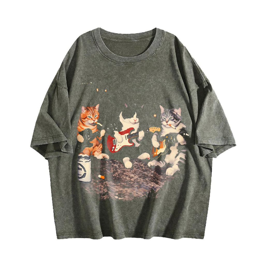 Rock Band Cats Vintage Washed T-Shirt product image 4