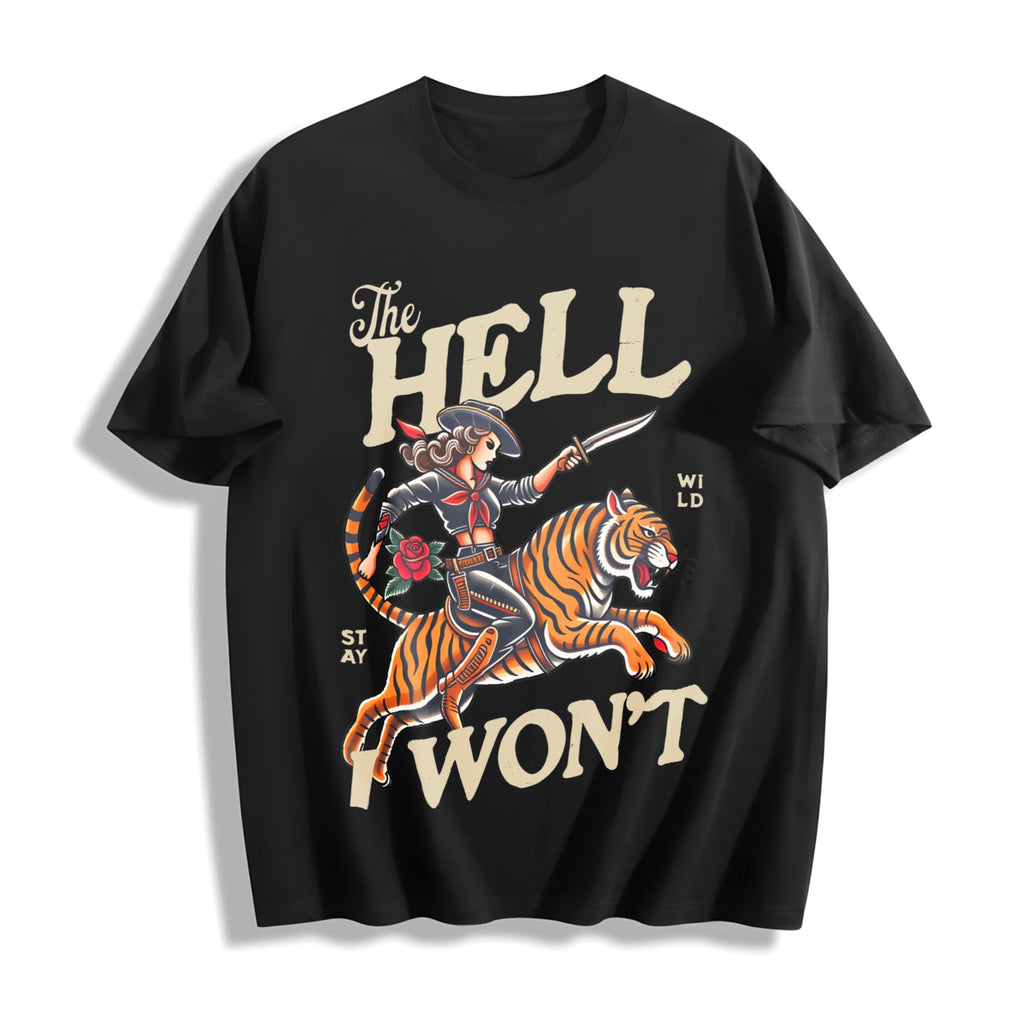 Cowgirl Tiger Cotton T-Shirt product image 1