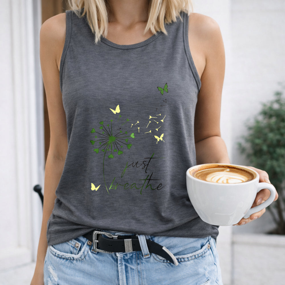 Just Breathe Letters And Dandelions Women's Tank Top