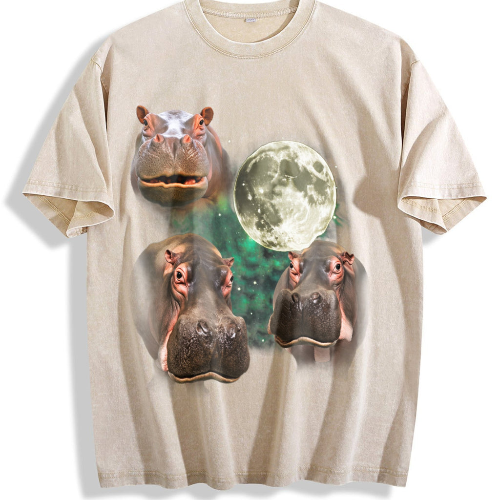 Three Hippo Funny Vintage Washed T-Shirt product image 1