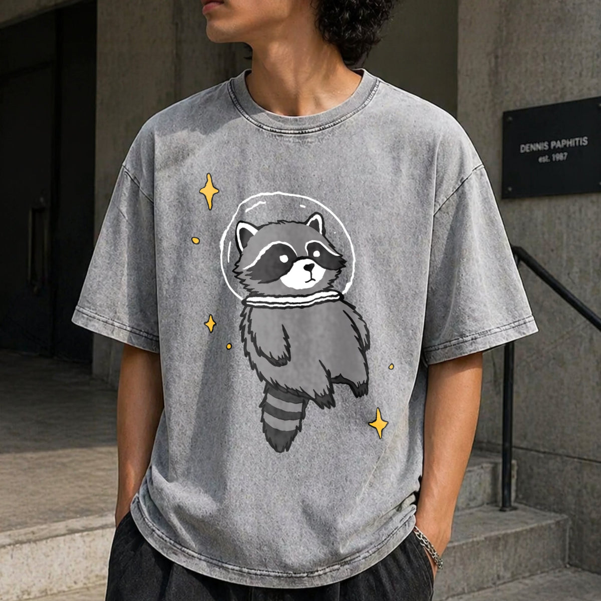 Space Raccoon Vintage Washed T-Shirt product image 5