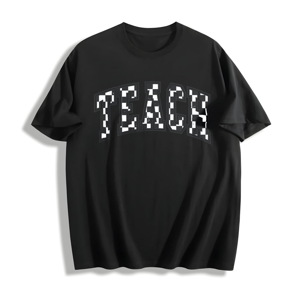 Checkered Teacher Cotton T-Shirt product image 1