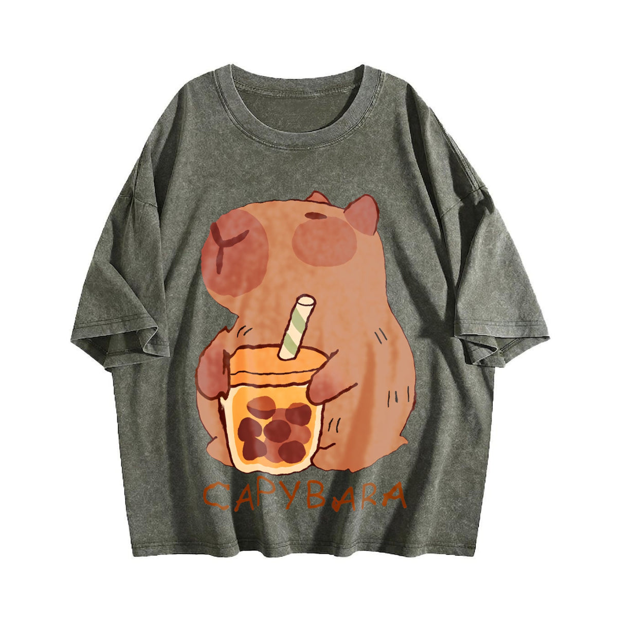 Capybara - Cute & Tea Vintage Washed T-Shirt product image 4