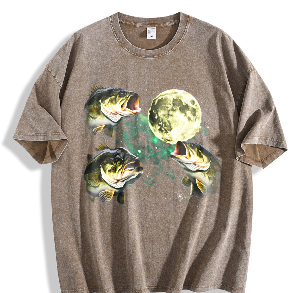 Bass Fishing Moon Vintage Washed T-Shirt product image 3