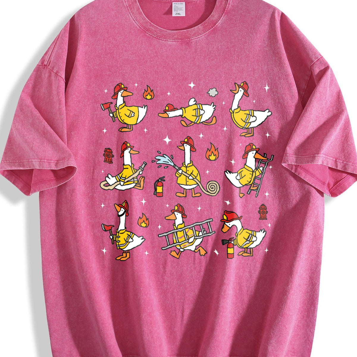Funny Firefighter Goose Vintage Washed T-Shirt product image 5