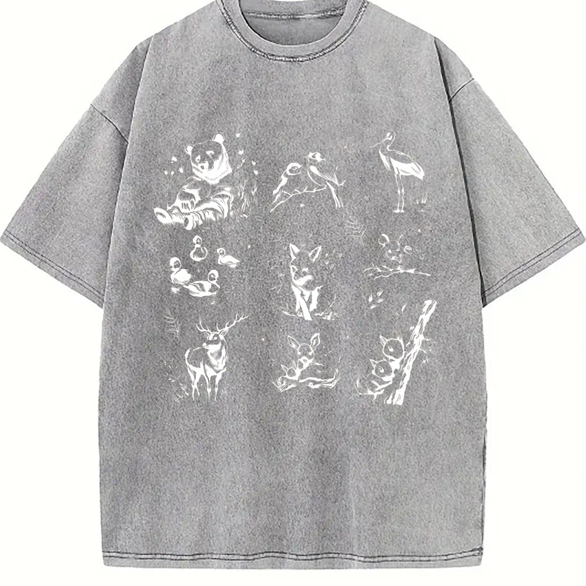 Forest Animals 90s Tattoo Vintage Washed T-Shirt product image 5