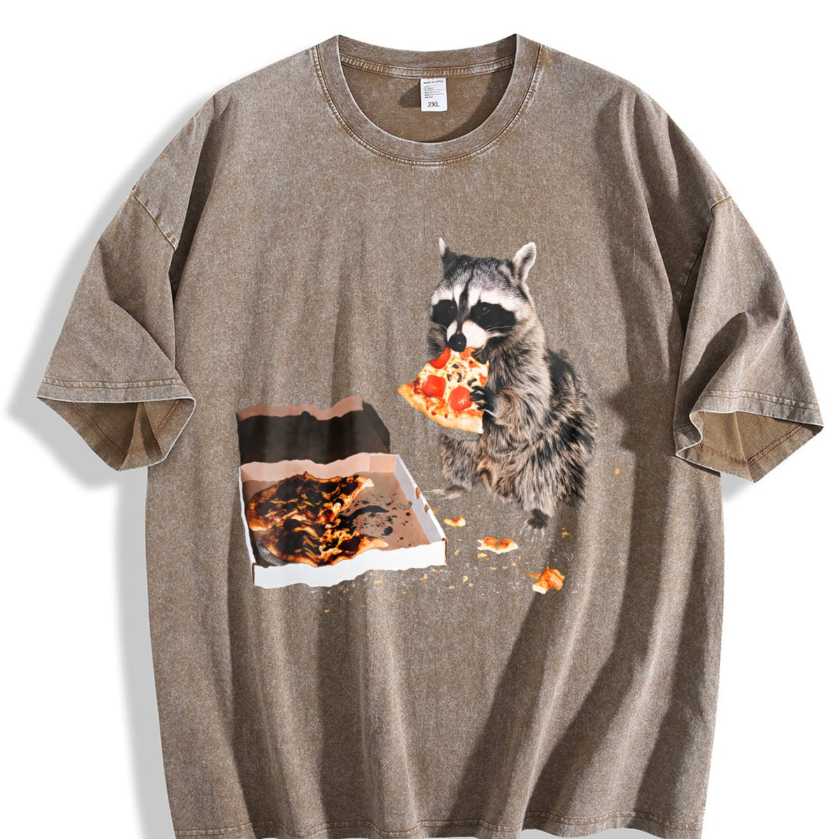 Raccoon Eating Pizza 90s Vintage Washed T-Shirt product image 3