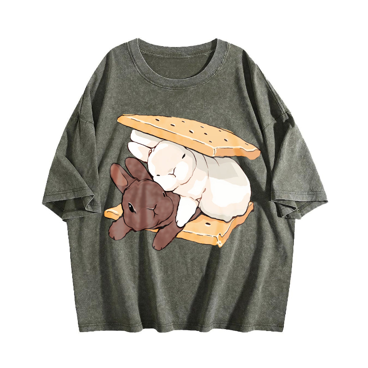 Two Rabbits Lying Vintage Washed T-Shirt product image 4