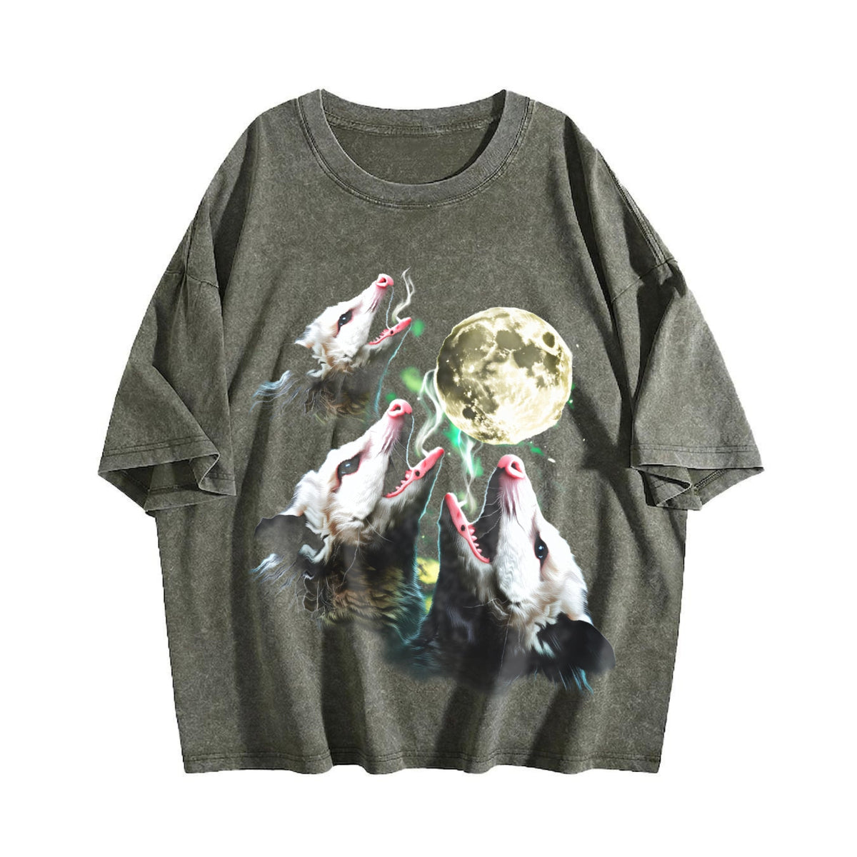 Opossum Howling To Moon 90s Vintage Washed T-Shirt product image 4