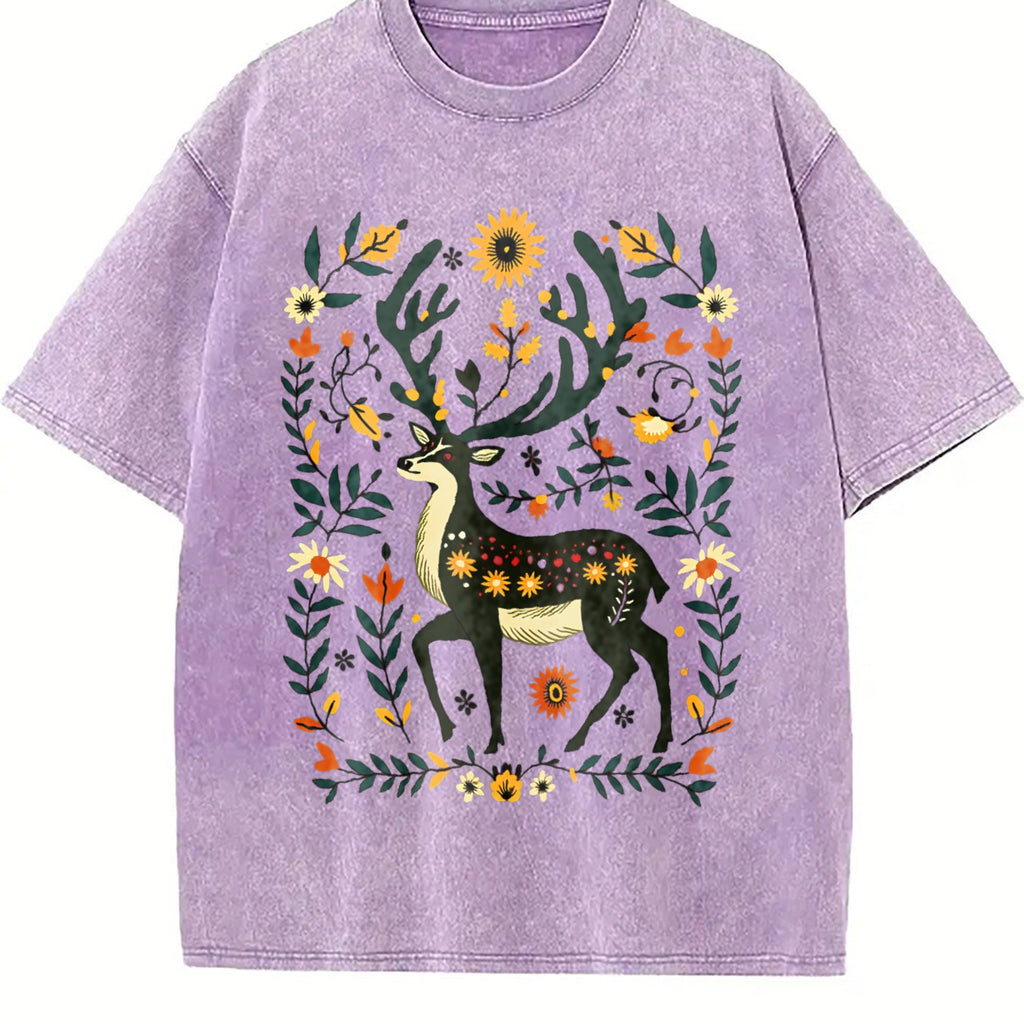 Bohemian Folk Art - Vibrant Deer & Floral Vintage Washed product image 6