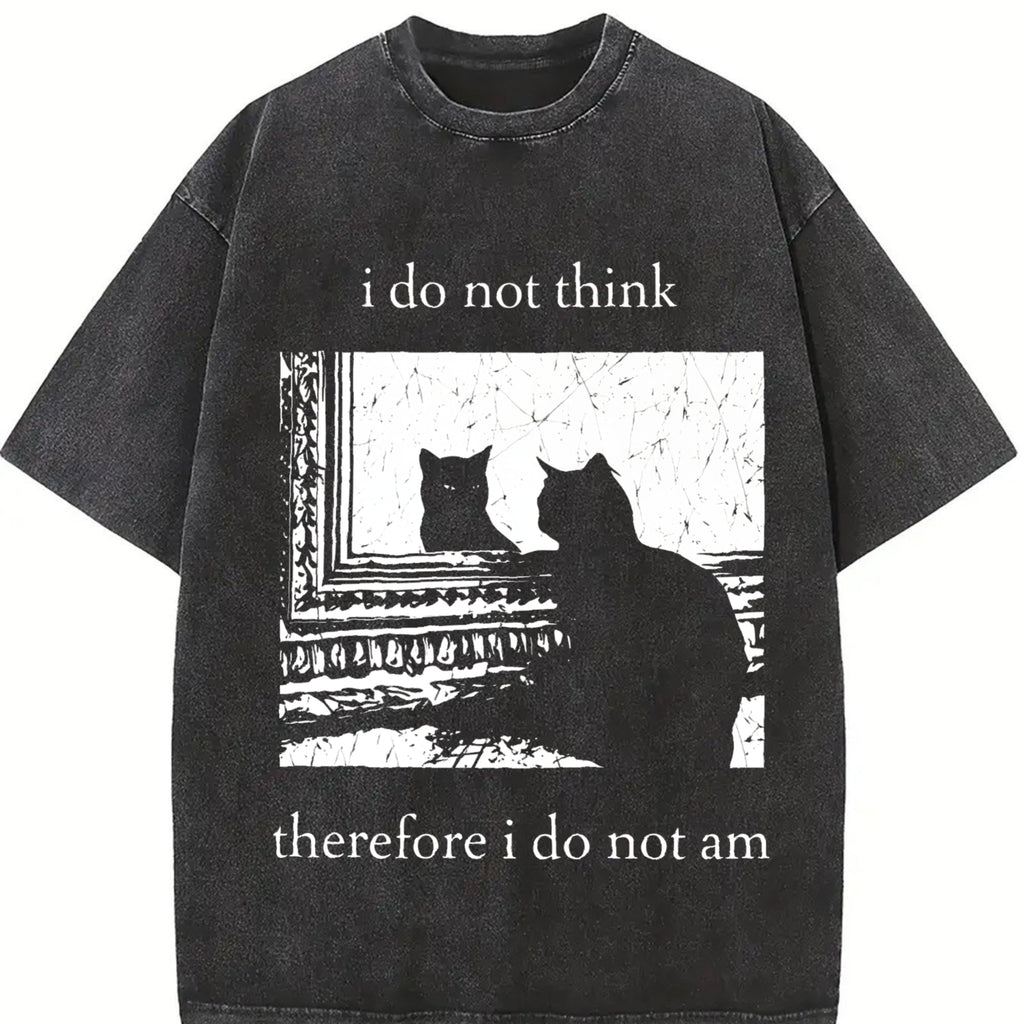 Dark Gray - Philosophical Quote & Black Cat Vintage Washed product image 2