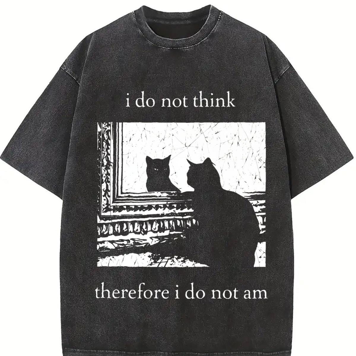 Dark Gray - Philosophical Quote & Black Cat Vintage Washed product image 2