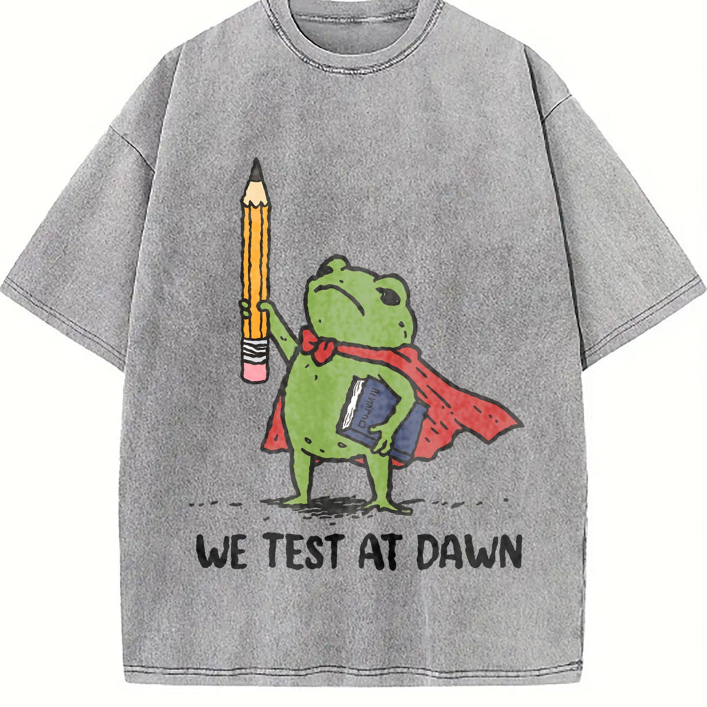 We Test At Dawn Funny Teacher Frog Vintage Washed T-Shirt product image 4