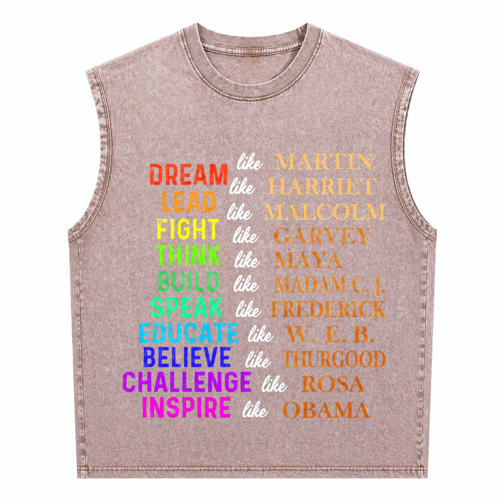 Dream Like Martin Lead Like Harriet The Black History Men's Washed Tank Top