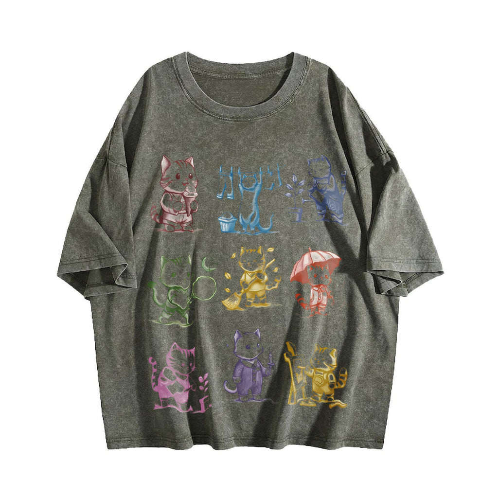 Cat 90s Tattoo Vintage Washed T-Shirt product image 4