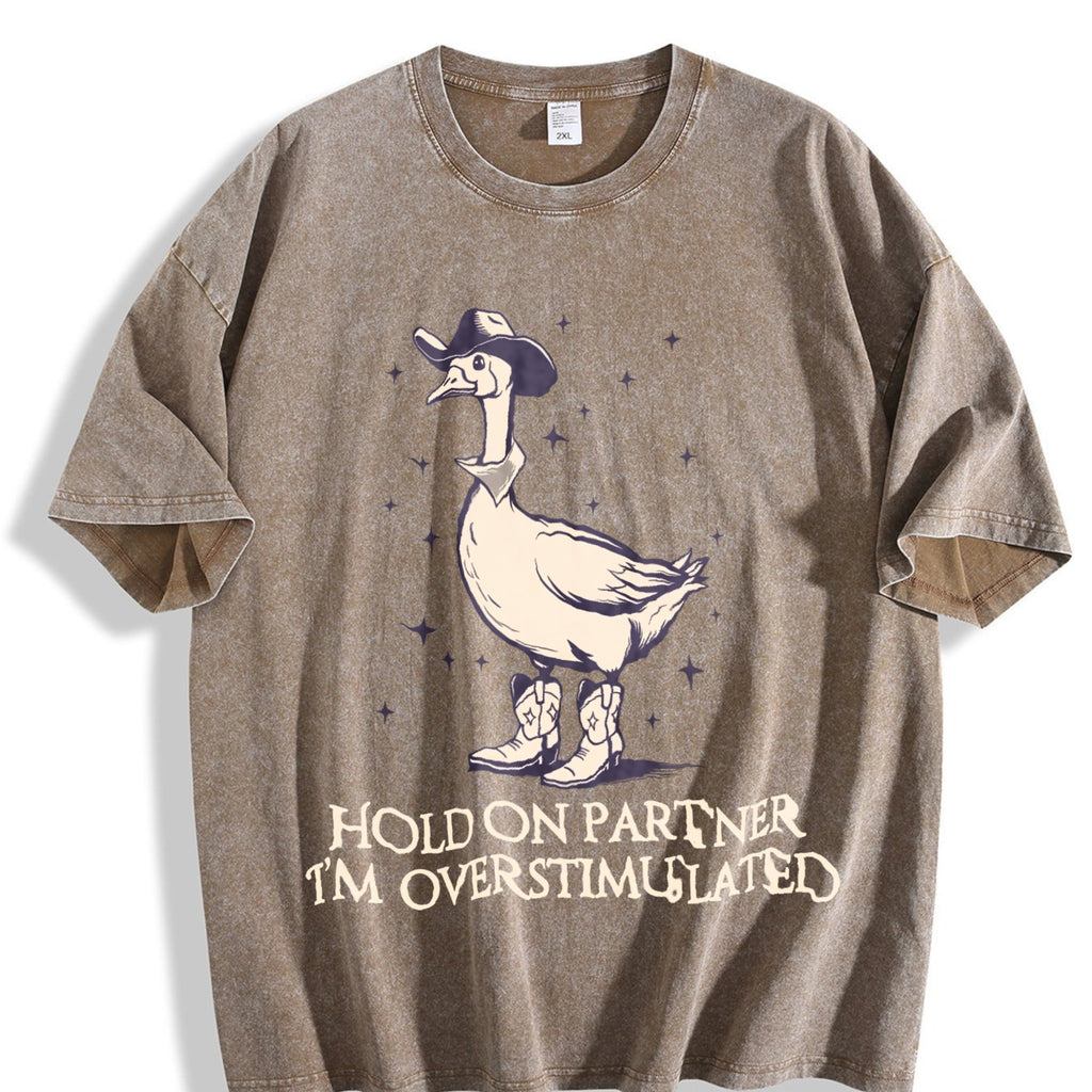 Hold On Partner Im Overstimulated Vintage Washed T-Shirt product image 3