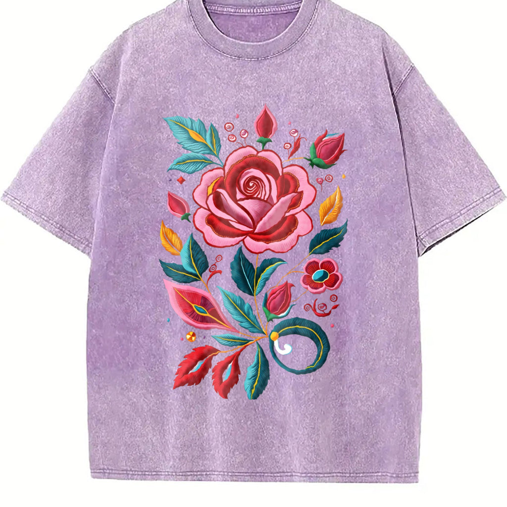 Bohemian Floral - Imitation Vintage Washed T-Shirt product image 6