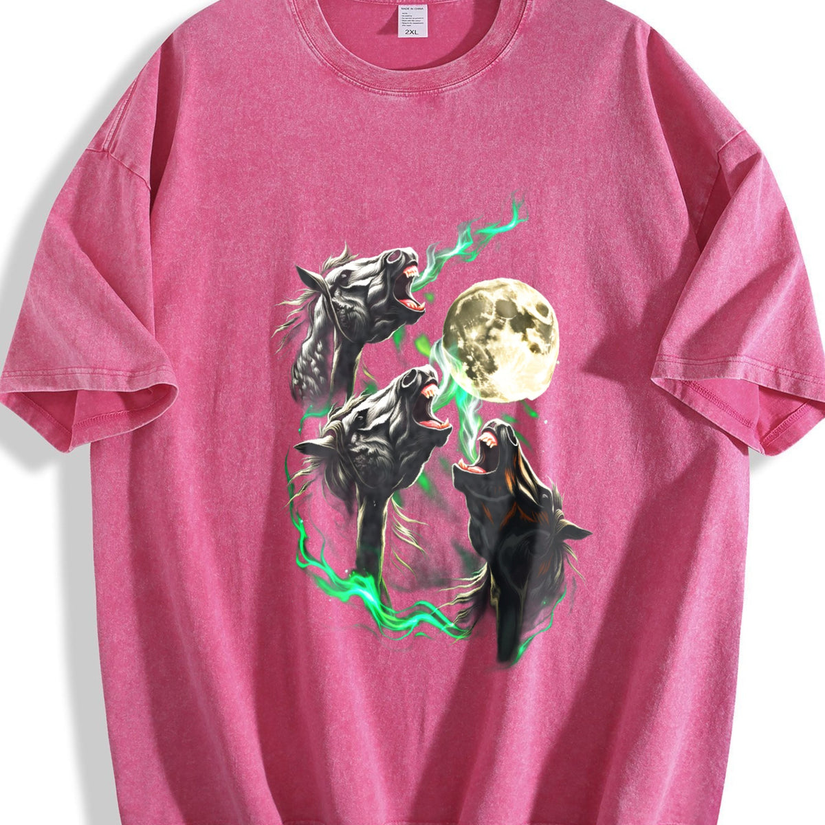 Horse Howling To Moon 90s Vintage Washed T-Shirt product image 7