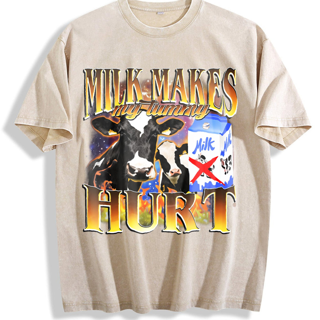 Milk Makes My Tummy Hurt Bootleg Vintage Washed T-Shirt product image 1