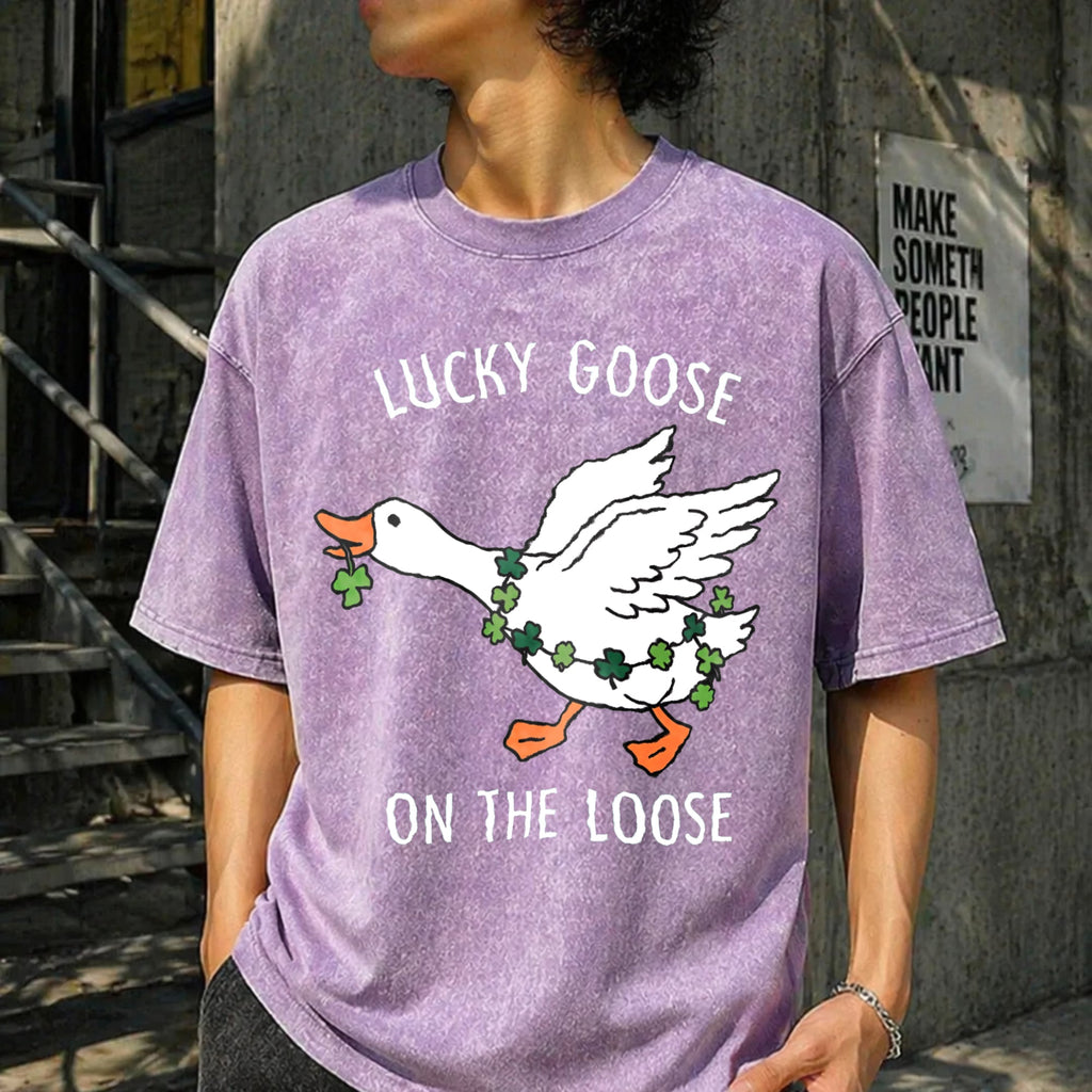 Funny St Patricks Day Goose Vintage Washed T-Shirt product image 6