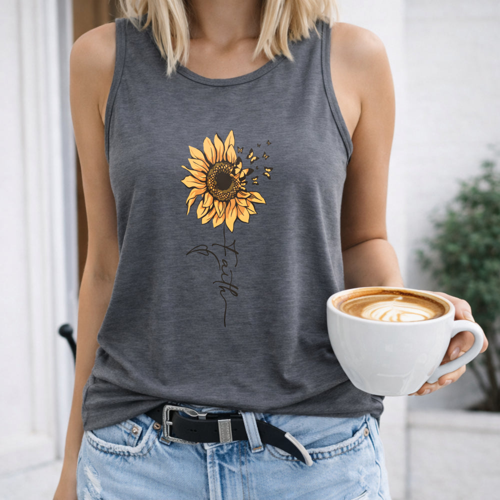 Sunflower Faith Cross Women's Tank Top