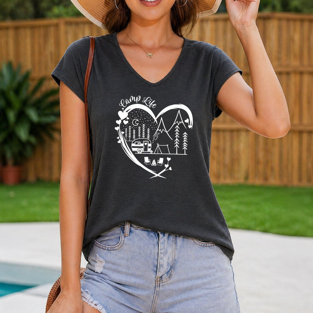 Camp Life - Cozy With Heartfelt Camping Women's V-Neck Tank Top