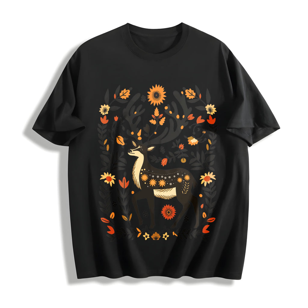 Summer A Bohemian- Floral Moose Cotton T-Shirt product image 1