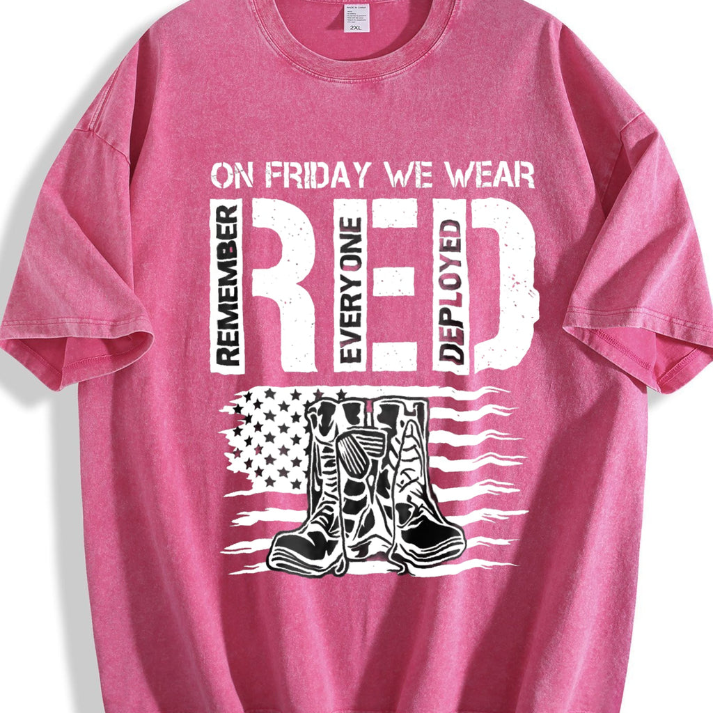 Military Support - US Flag & Red Friday Vintage Washed product image 7