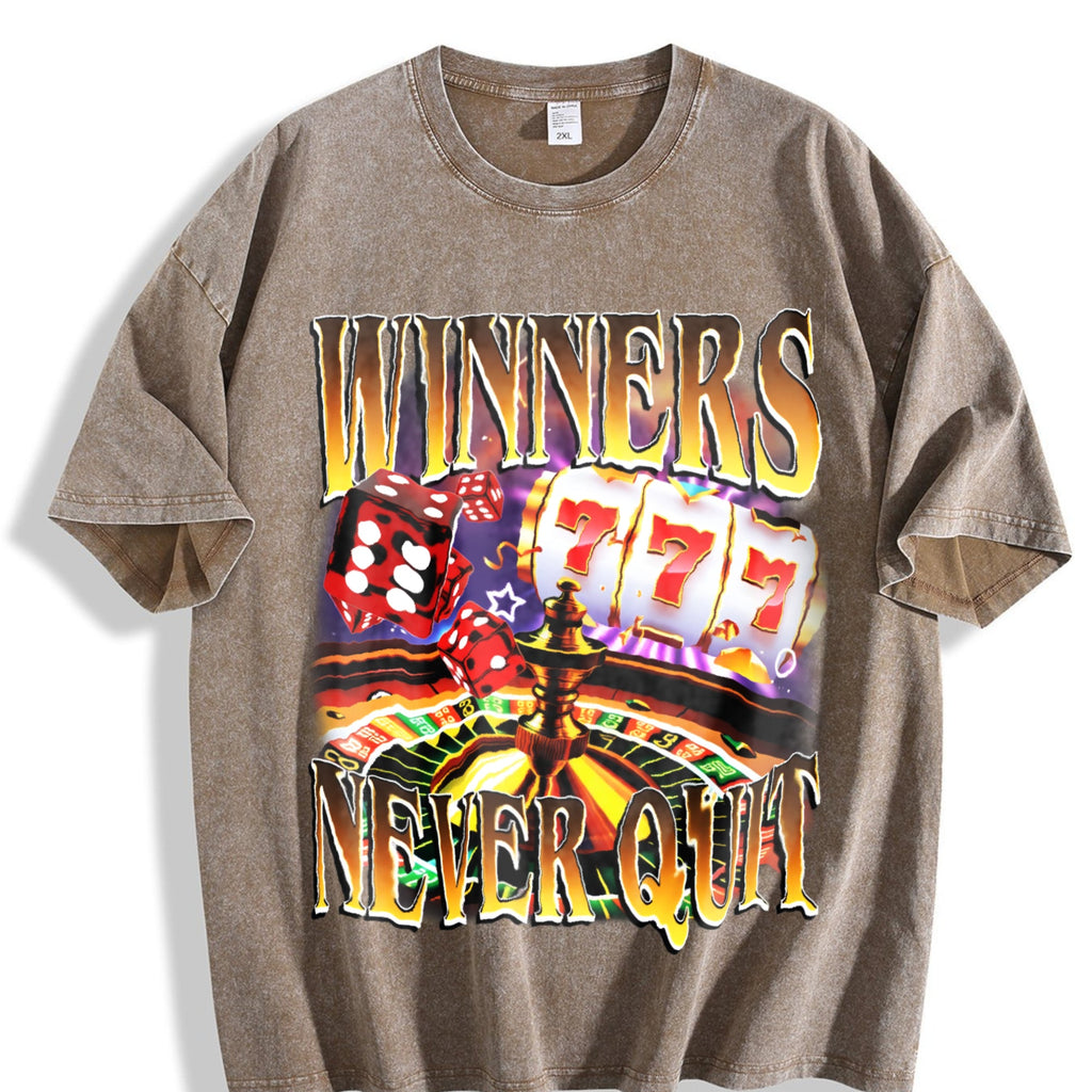 Winners Never Quit Funny Gambling Bootleg Vintage Washed product image 3