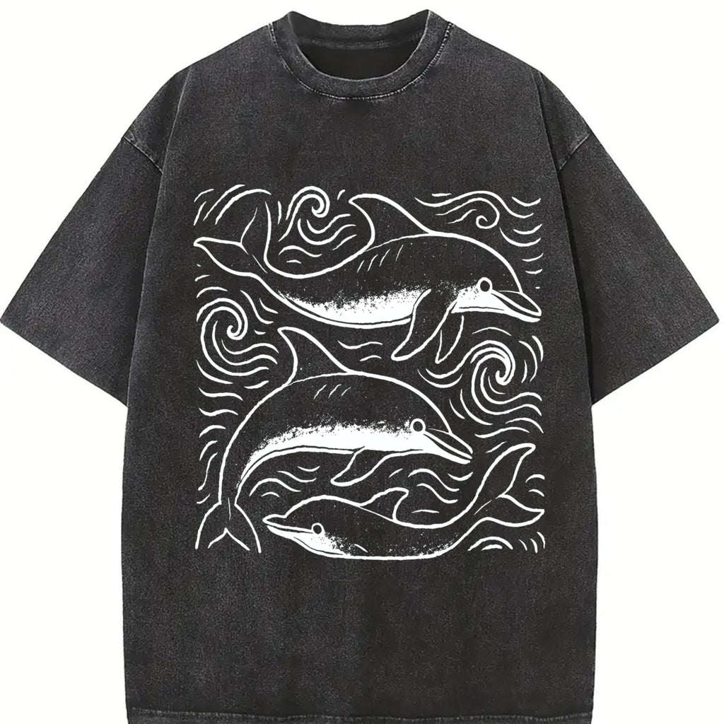 Dolphins Ocean 90s Vintage Washed T-Shirt product image 2