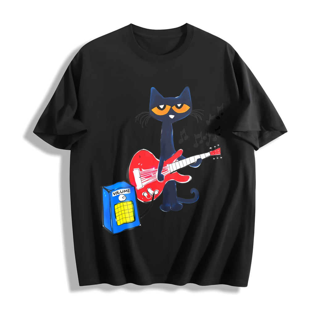 Pete The Cat Playing Guitar Cotton T-Shirt product image 1